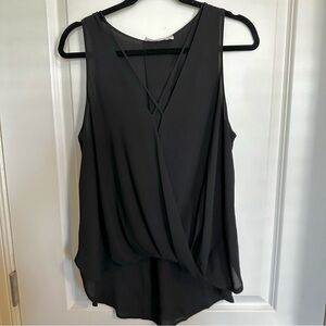 Lush Black Draped Chiffon Surplice Camisole